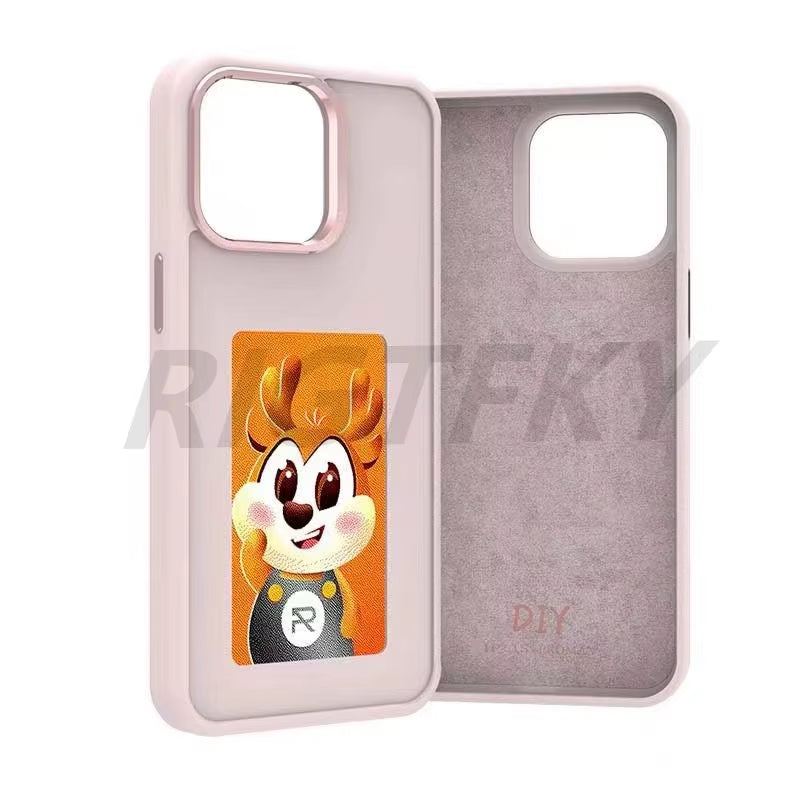 NFC Display Screen APP Smart Phone Case for Iphone 16 15 14 13 Pro Max DIY Phone Covers with Protector Back Fundas Battery Free