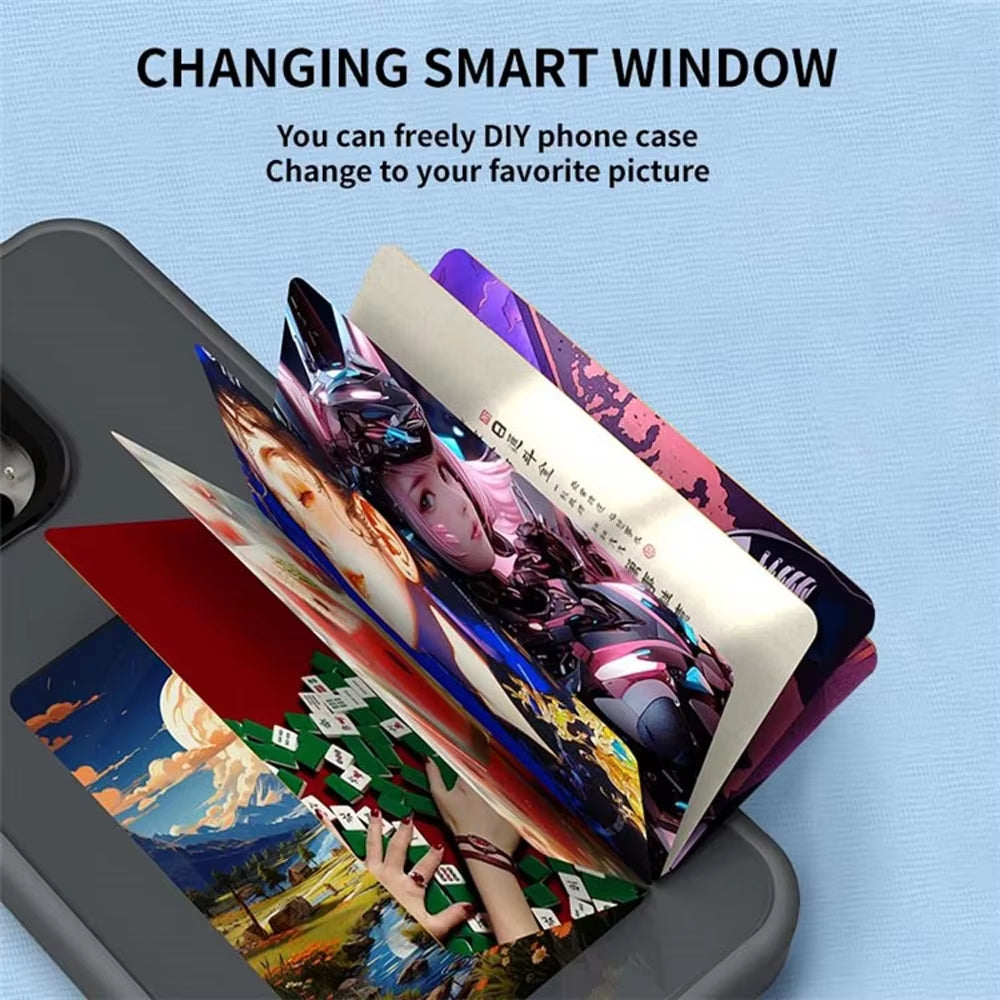 NFC Display Screen APP Smart Phone Case for Iphone 16 15 14 13 Pro Max DIY Phone Covers with Protector Back Fundas Battery Free
